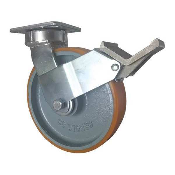 Swivel Plate Caster, w/Brake, Pedal, 8