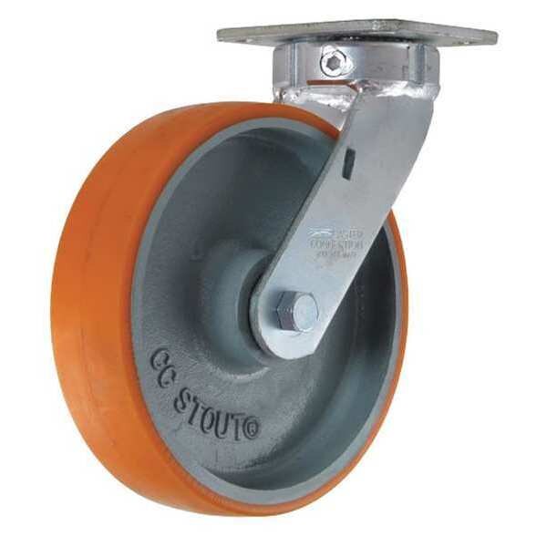 Swivel Plate Caster, CC Stout, Orange, 8