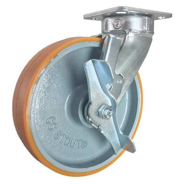 Swivel Plate Caster, w/Brake, SideStrap, 8