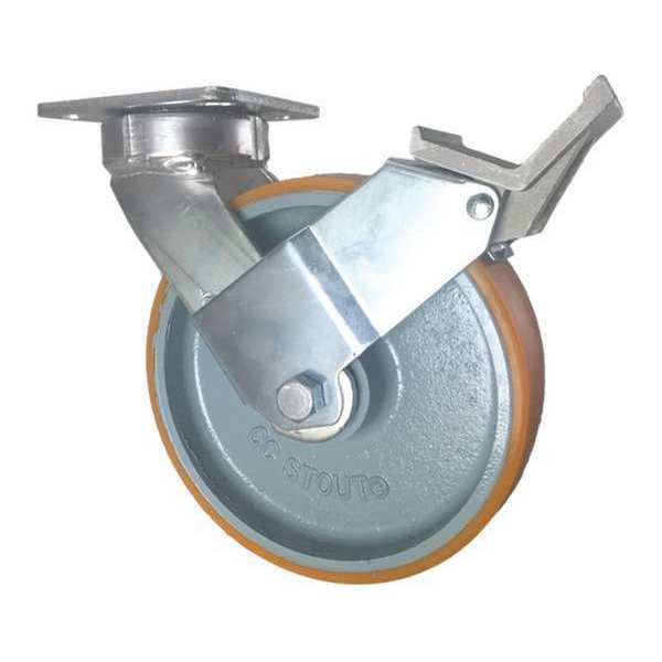 Swivel Plate Caster, w/Brake, Pedal, 8