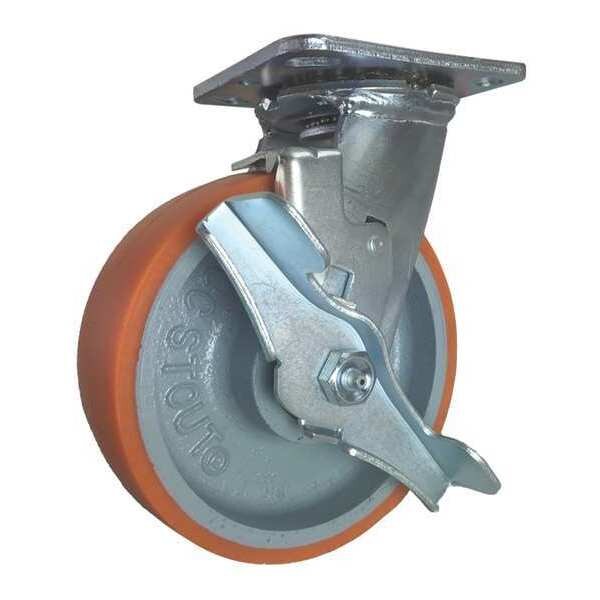 Swivel Plate Caster, w/Brake, SideStrap, 6