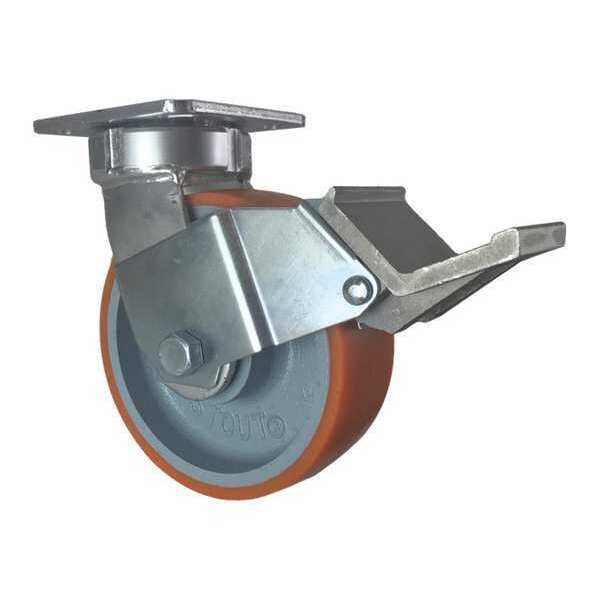 Swivel Plate Caster, w/Brake, Pedal, 6