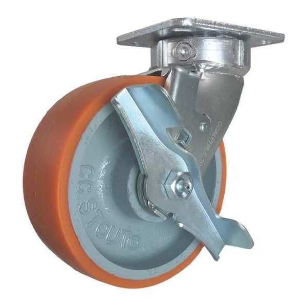 Swivel Plate Caster, w/Brake, SideStrap, 6