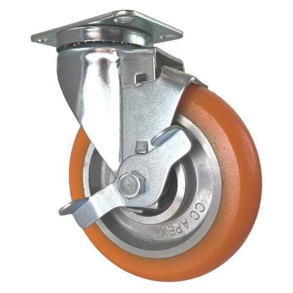 Swivel Stem Caster, w/Brake, Side Strap, 5