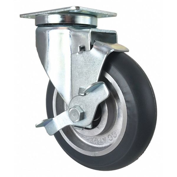 Swivel Stem Caster, w/Brake, Side Strap, 5