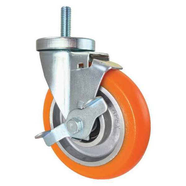 Swivel Stem Caster, w/Brake, Side Strap, 5