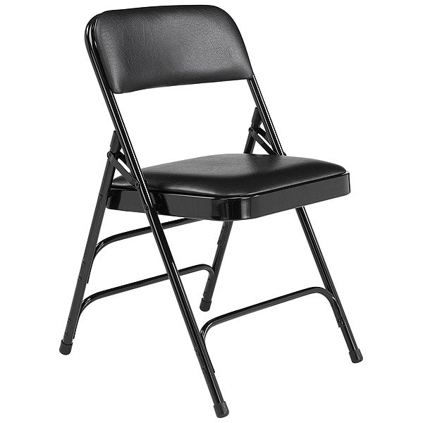 Triple Brace Fold Chair, Vinyl, Blk, PK4