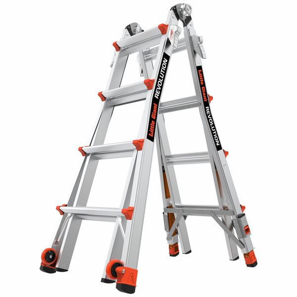 Ladder, Aluminum, 4 to 7 ft H, 300 lb Cap