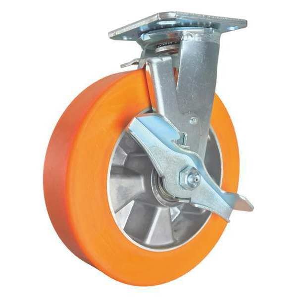 Swivel Plate Caster, w/Brake, SideStrap, 8