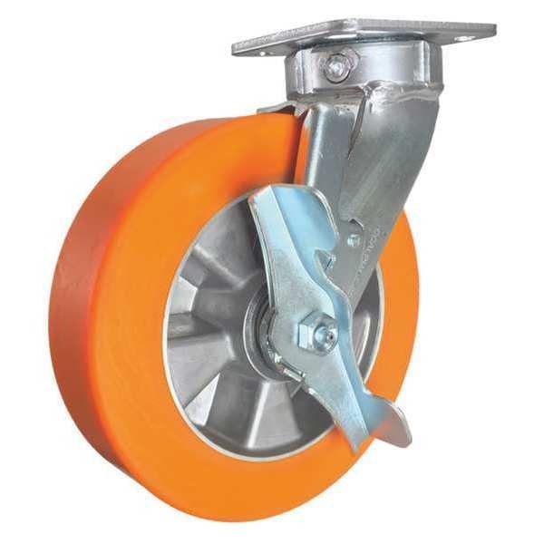 Swivel Plate Caster, w/Brake, SideStrap, 8