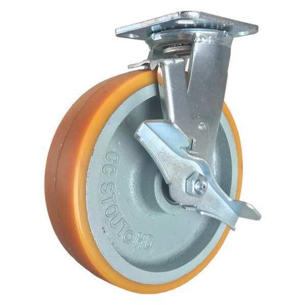 Swivel Plate Caster, w/Brake, SideStrap, 8