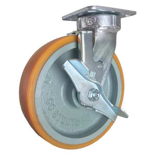 Swivel Plate Caster, w/Brake, SideStrap, 8