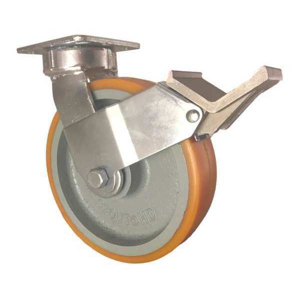 Swivel Plate Caster, w/Brake, Pedal, 8