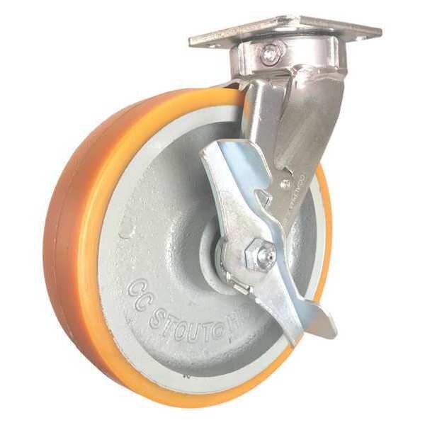Swivel Plate Caster, w/Brake, SideStrap, 8
