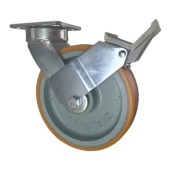 Swivel Plate Caster, w/Brake, Pedal, 8