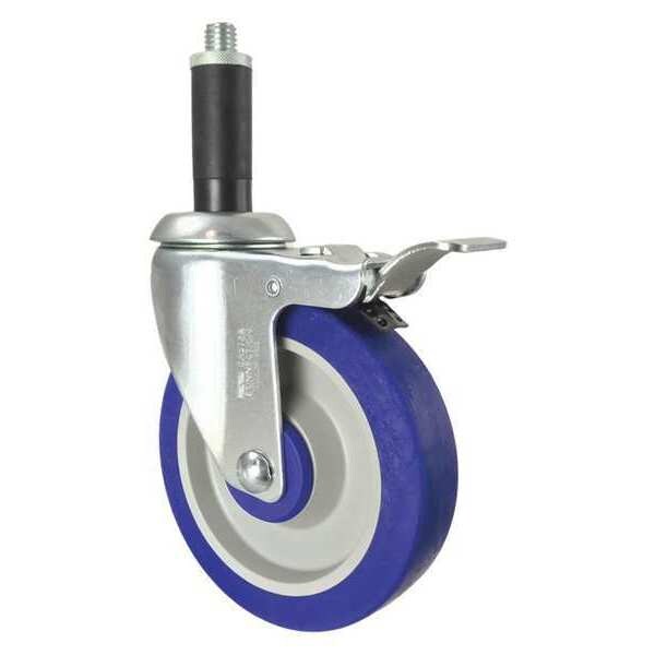 Swivel Stem Caster, Total Lock, Rubber, 5