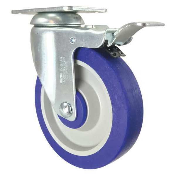 Swivel Plate Caster, Total Lock, Rubber, 5