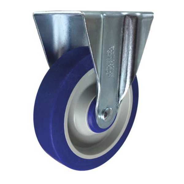 Rigid Plate Caster, Blue Rubber, 5