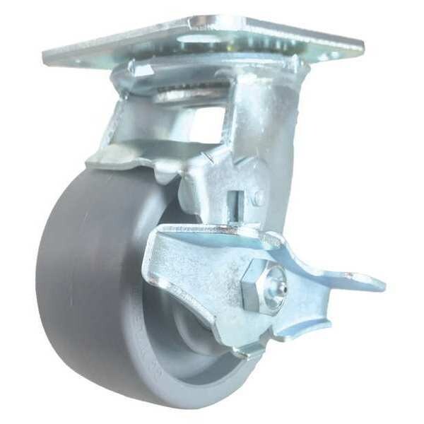 Swivel Plate Caster, w/Brake, SideStrap, 4