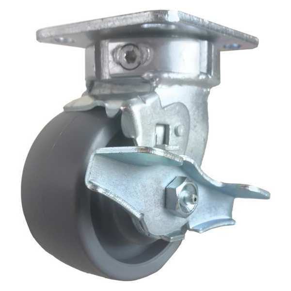 Swivel Plate Caster, w/Brake, SideStrap, 4