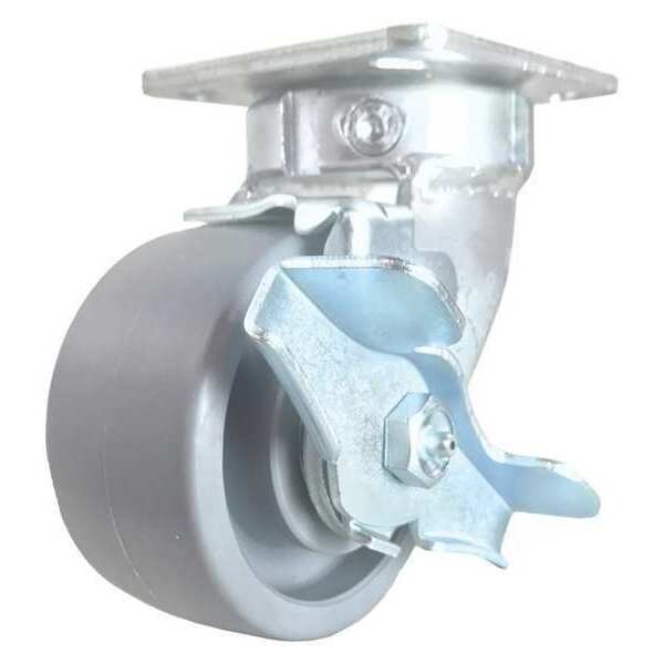 Swivel Plate Caster, w/Brake, SideStrap, 4