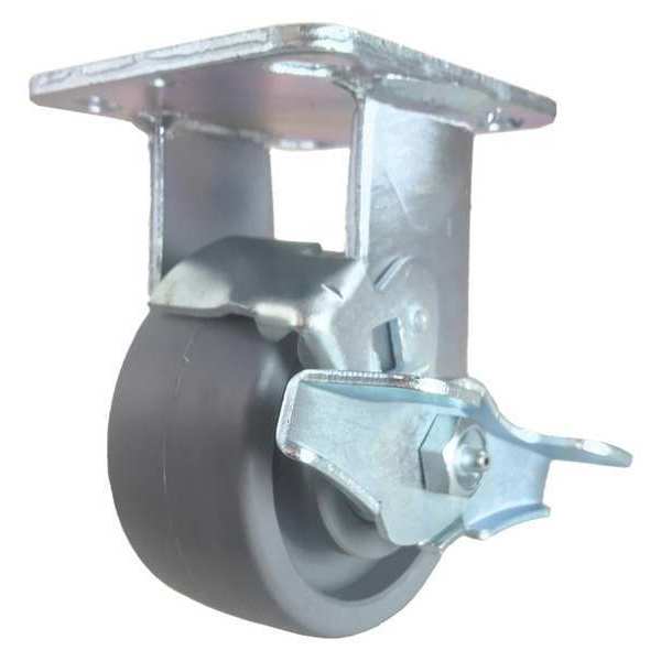 Rigid Plate Caster, w/Brake, Side Strap, 4