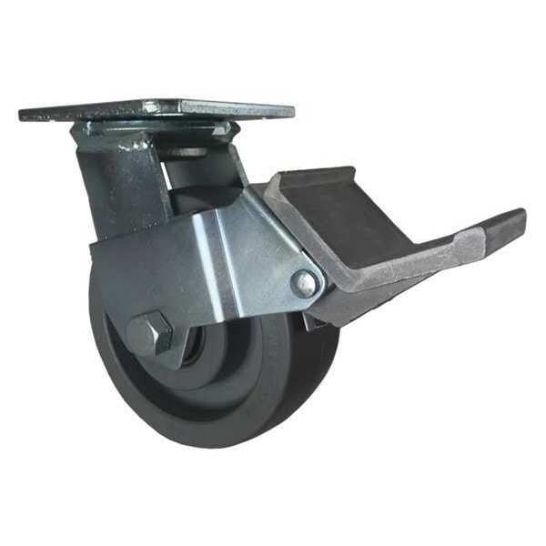 Swivel Plate Caster, w/Brake, Pedal, 5