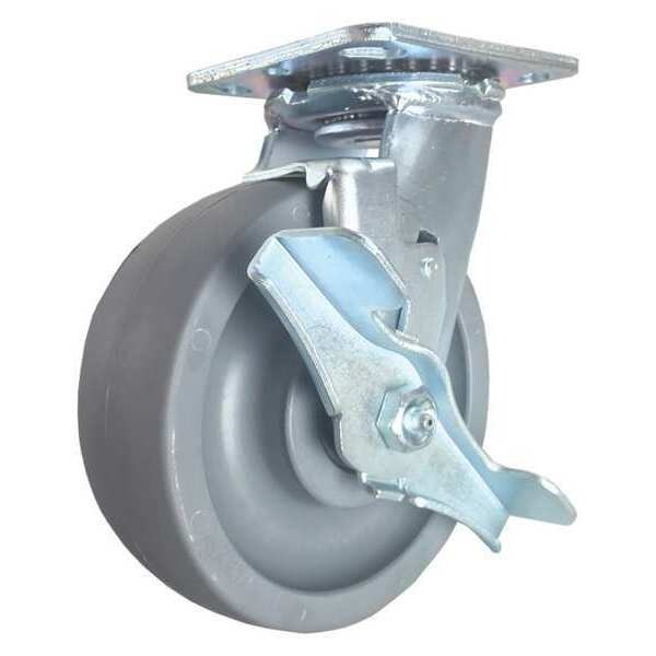 Swivel Plate Caster, w/Brake, SideStrap, 6