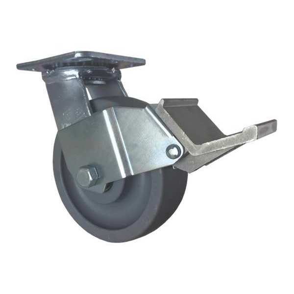 Swivel Plate Caster, w/Brake, Pedal, 6