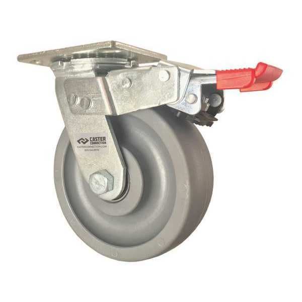 Swivel Plate Caster, w/Brake, TotalLock, 6