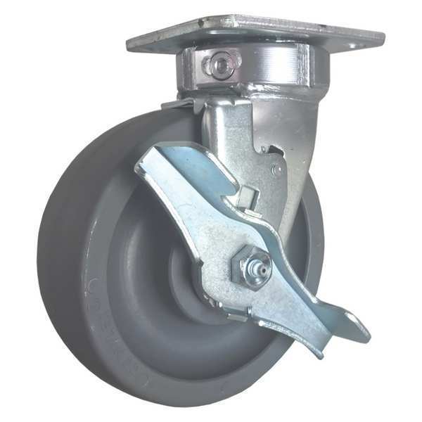 Swivel Plate Caster, w/Brake, SideStrap, 6