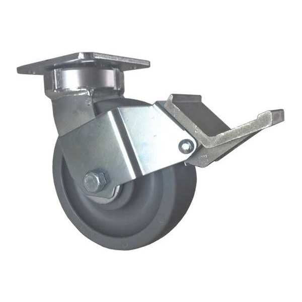 Swivel Plate Caster, w/Brake, Pedal, 6