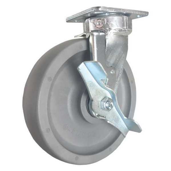 Swivel Plate Caster, w/Brake, SideStrap, 8