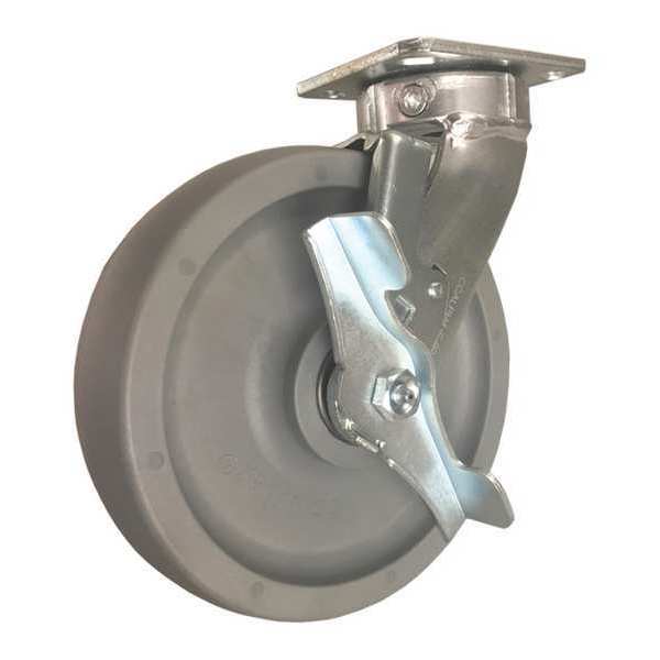Swivel Plate Caster, w/Brake, SideStrap, 8