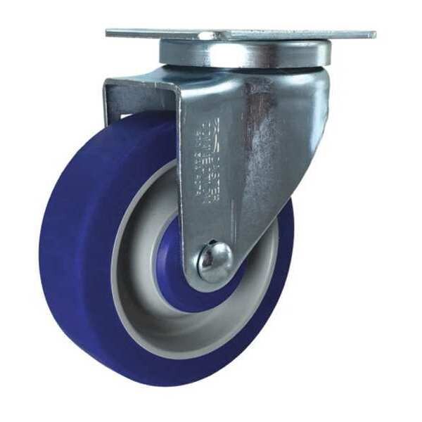 Swivel Plate Caster, Blue Rubber, 4