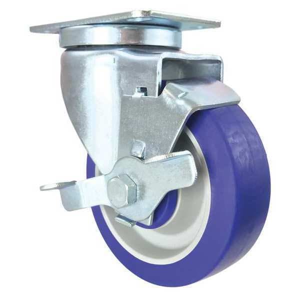 Swivel Plate Caster, Blue Rubber, 4