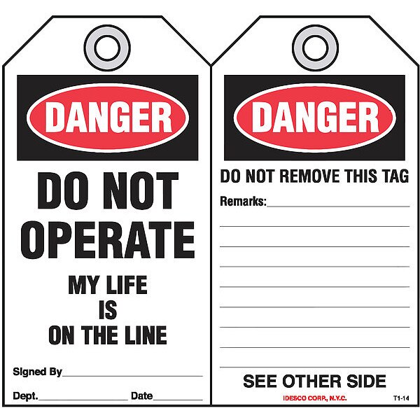 My Life is On The Line Safety Tag, PK10