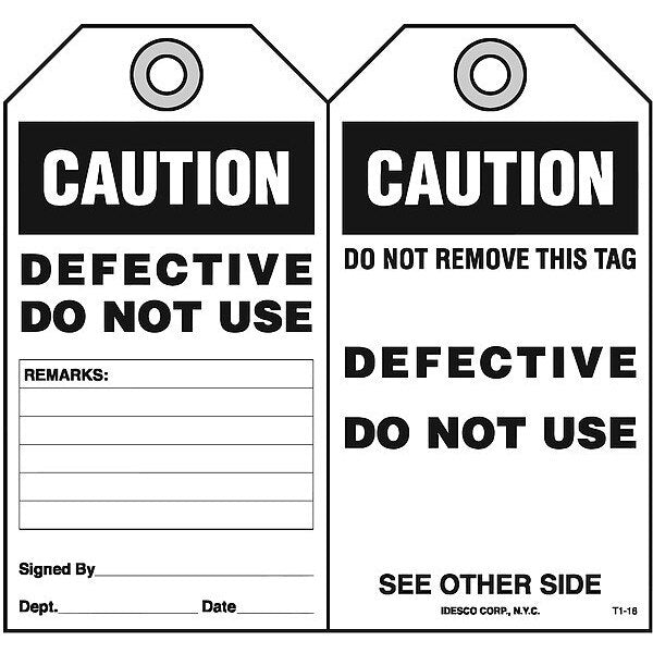 Defective-Do Not Use Safety Tag, PK10
