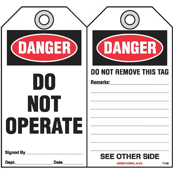 Do Not Operate Safety Tag, PK10
