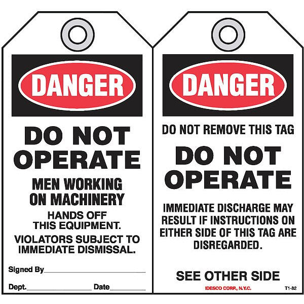 Men Working On Machinry Safety Tag, PK10