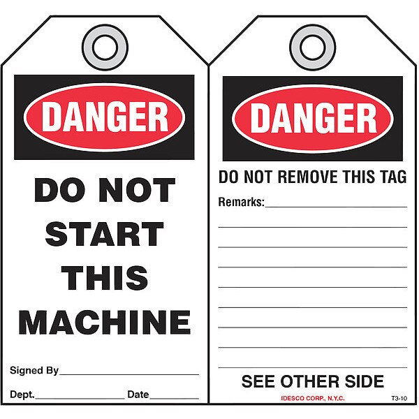 Do Not Start This Machine Tag, PK10