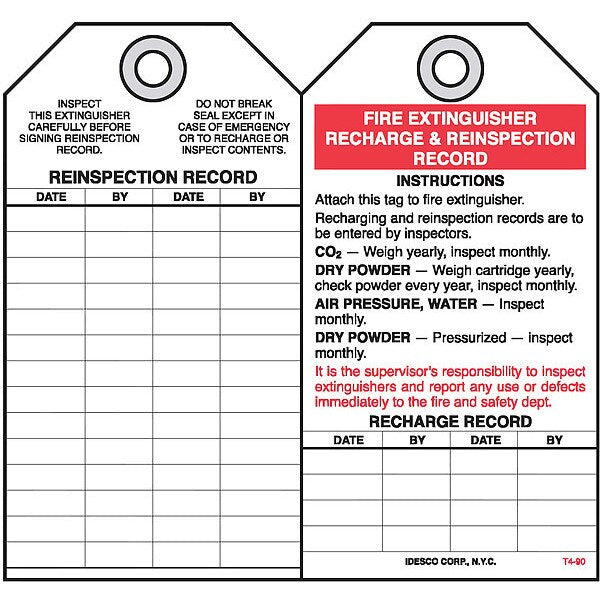 Fire Extinguisher Safety Tag, PK10