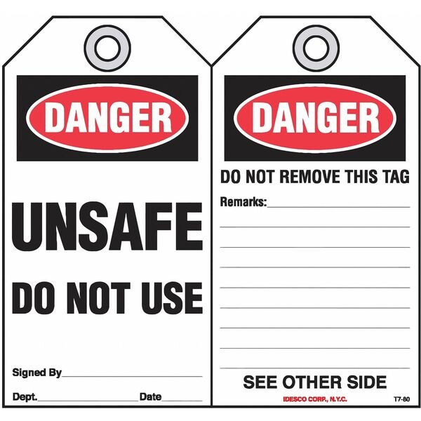 Unsafe, Do not Use Safety Tag, PK10