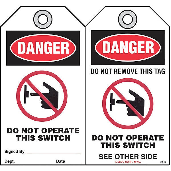 Do Not Operate This Switch Tag, PK10