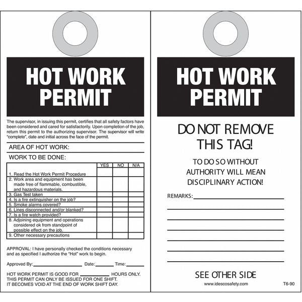 Hot Work Permit Safety Tag, PK10
