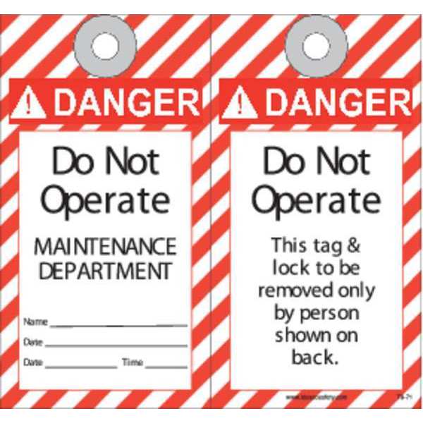 Maintenance Department Safety Tag, PK10