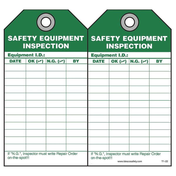 Equipment Inspection Safety Tag, PK10