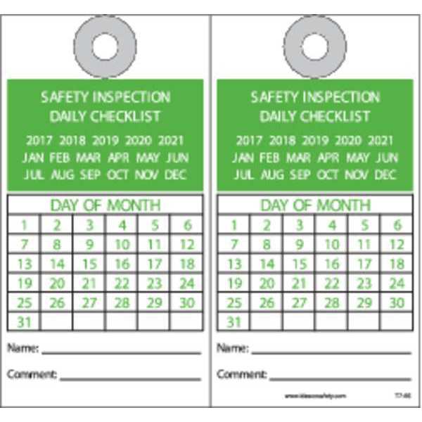 Equipment Daily Inspection Tag, PK10