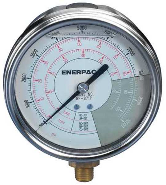 Pressure Gauge, 0 to 10,000 psi, 1/2 in NPTF, Aluminum, Silver
