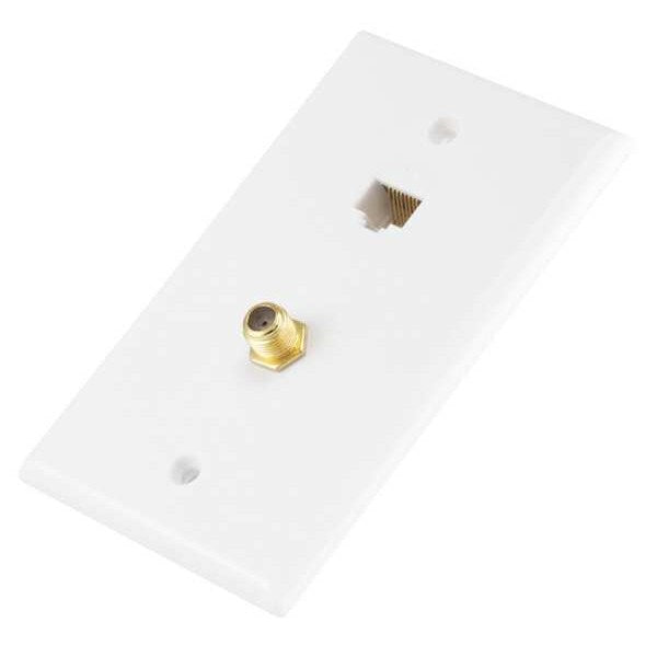 Cat5e / F-Type Wall Plate (Cat5e + F-Type), Coupler Type